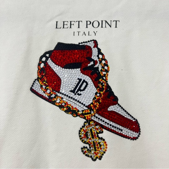 Left Point Sweatshirt Money Sneakers Graffiti Rhinestones Y2K 90s Streetwear 3XL - Picture 10 of 16